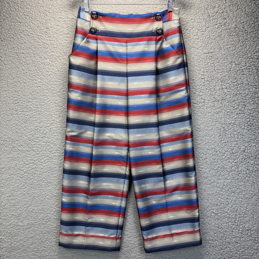 Armani Collezioni Striped Wide Leg Pants Sz 4 US 40‎ EUR Italy Cropped 30x25 EUC